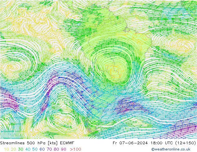 Streamlines 500 hPa ECMWF Fr 07.06.2024 18 UTC