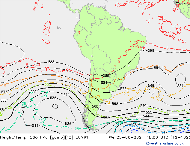 Z500/Rain (+SLP)/Z850 ECMWF St 05.06.2024 18 UTC