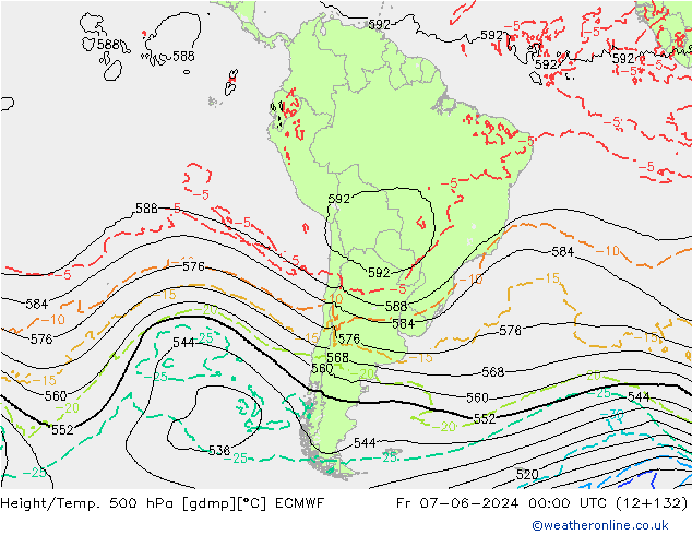 Z500/Rain (+SLP)/Z850 ECMWF Sex 07.06.2024 00 UTC