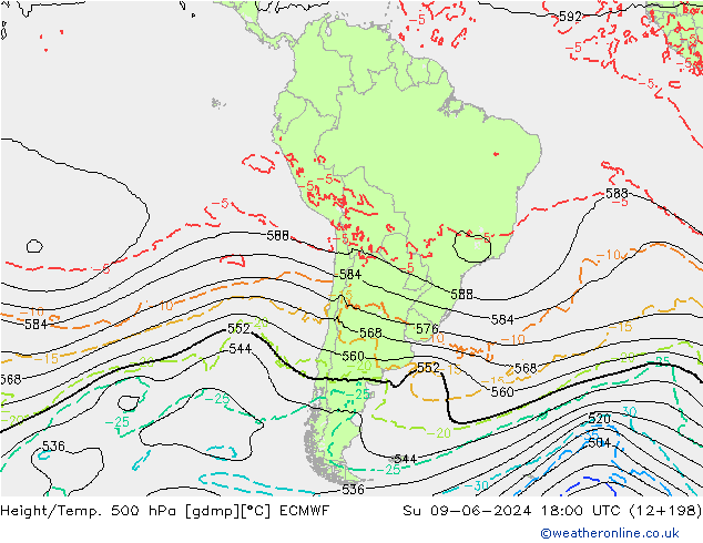 Z500/Rain (+SLP)/Z850 ECMWF dom 09.06.2024 18 UTC