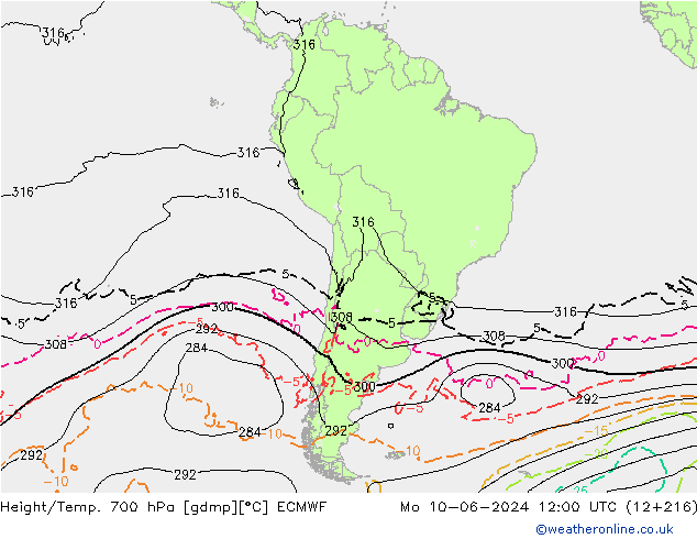 Hoogte/Temp. 700 hPa ECMWF ma 10.06.2024 12 UTC