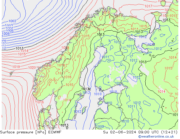 Bodendruck ECMWF So 02.06.2024 09 UTC