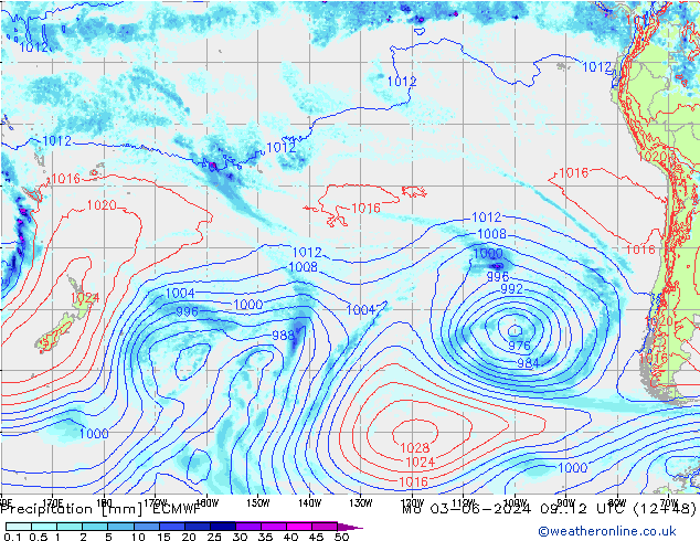 Niederschlag ECMWF Mo 03.06.2024 12 UTC