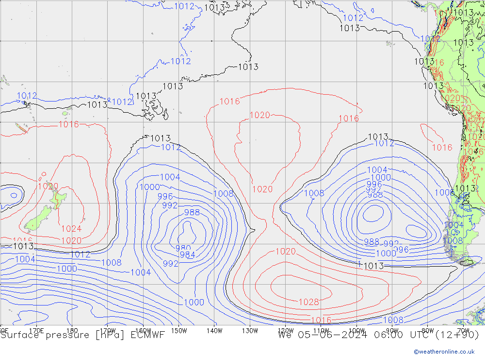 pressão do solo ECMWF Qua 05.06.2024 06 UTC