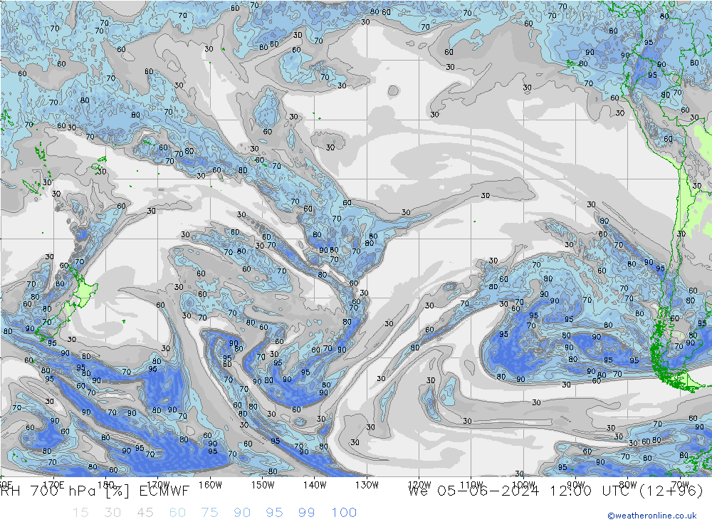 Humedad rel. 700hPa ECMWF mié 05.06.2024 12 UTC