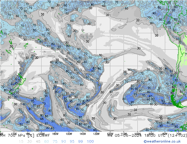 700 hPa Nispi Nem ECMWF Çar 05.06.2024 18 UTC