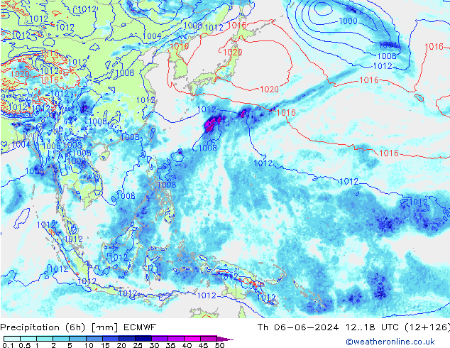 Z500/Rain (+SLP)/Z850 ECMWF Th 06.06.2024 18 UTC