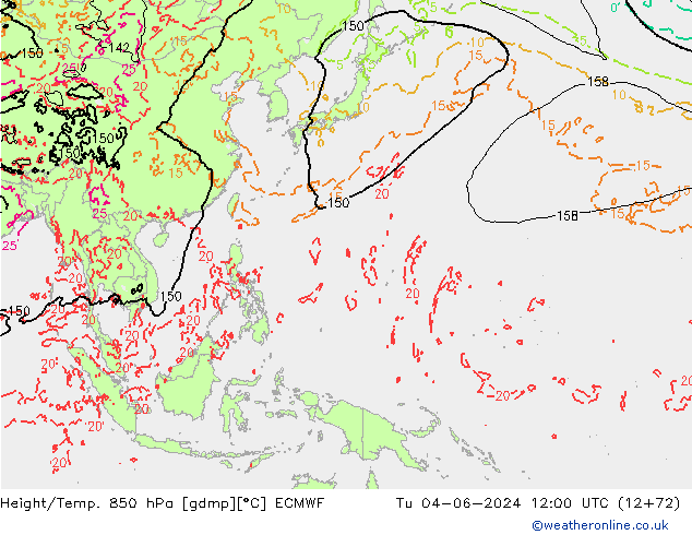 Z500/Rain (+SLP)/Z850 ECMWF Ter 04.06.2024 12 UTC