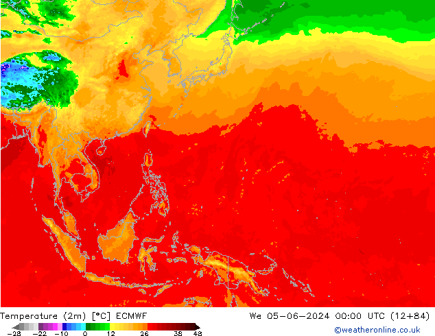 température (2m) ECMWF mer 05.06.2024 00 UTC