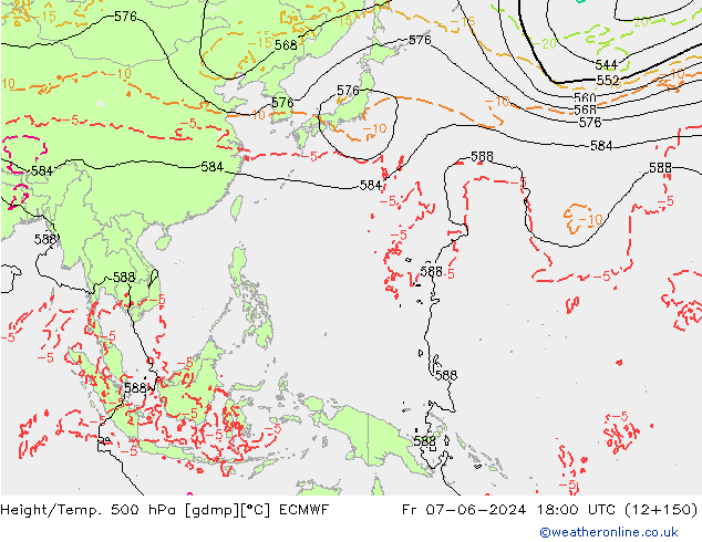 Height/Temp. 500 hPa ECMWF Fr 07.06.2024 18 UTC