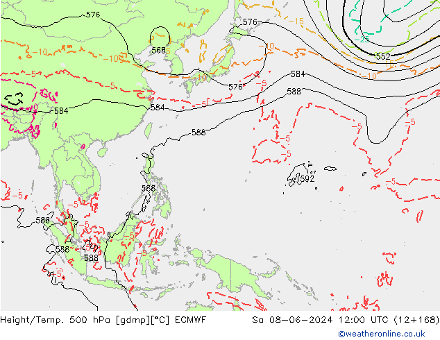 Géop./Temp. 500 hPa ECMWF sam 08.06.2024 12 UTC