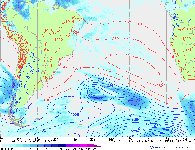 Precipitation ECMWF Tu 11.06.2024 12 UTC