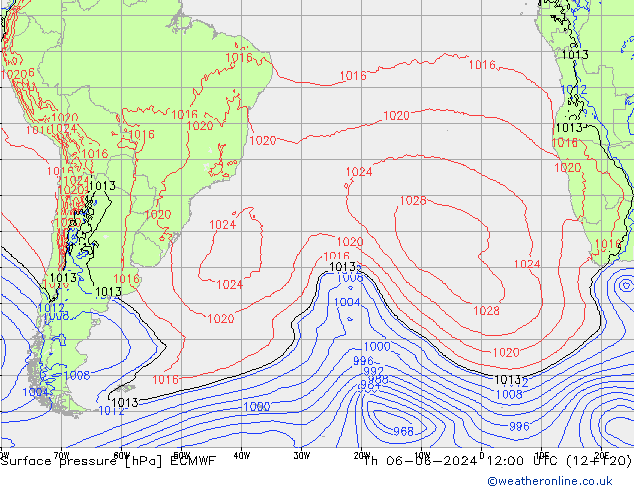 ciśnienie ECMWF czw. 06.06.2024 12 UTC