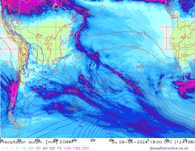 Precipitation accum. ECMWF  09.06.2024 18 UTC