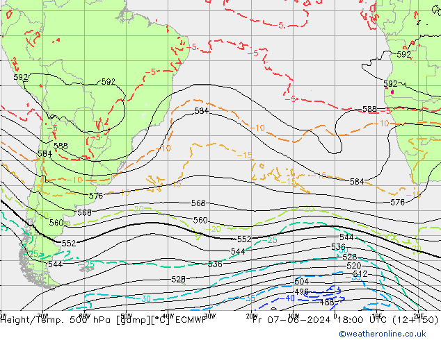 Z500/Rain (+SLP)/Z850 ECMWF Fr 07.06.2024 18 UTC