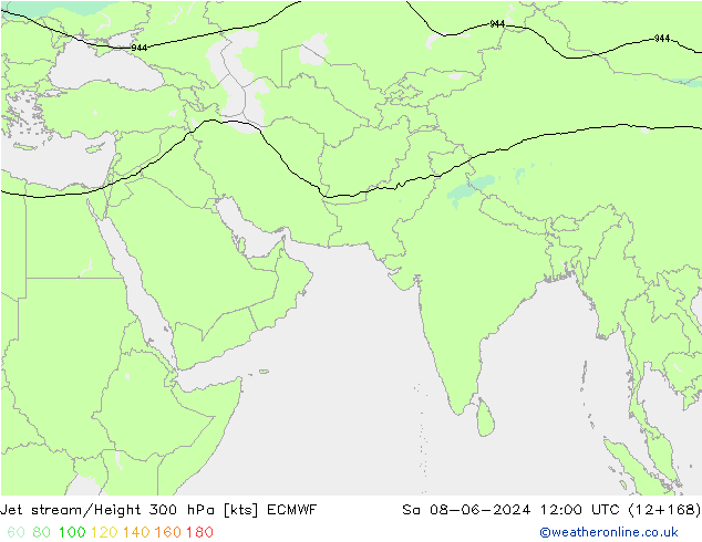 Jet stream/Height 300 hPa ECMWF Sa 08.06.2024 12 UTC