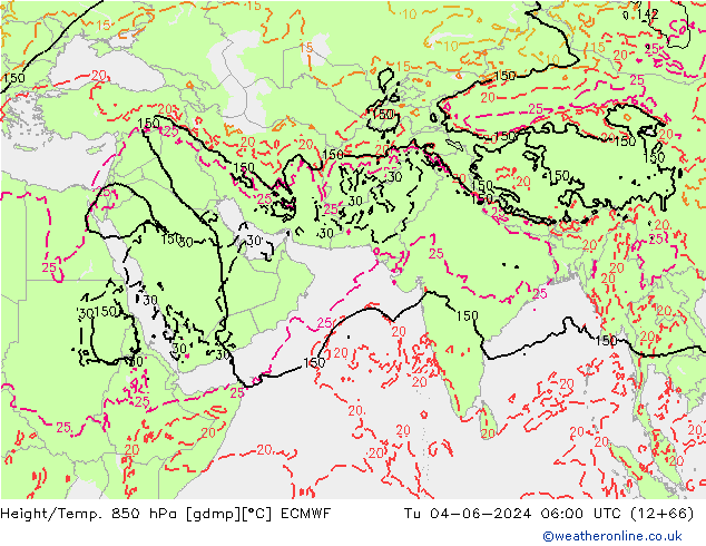 Z500/Yağmur (+YB)/Z850 ECMWF Sa 04.06.2024 06 UTC