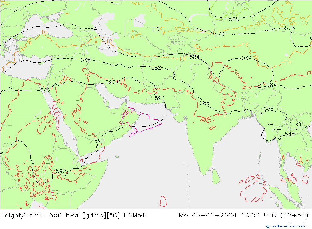 Z500/Rain (+SLP)/Z850 ECMWF Po 03.06.2024 18 UTC