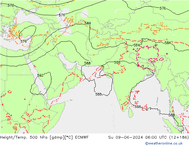 Z500/Rain (+SLP)/Z850 ECMWF Dom 09.06.2024 06 UTC