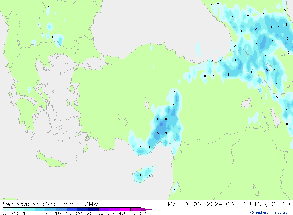 Z500/Rain (+SLP)/Z850 ECMWF lun 10.06.2024 12 UTC