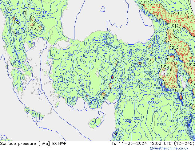 Pressione al suolo ECMWF mar 11.06.2024 12 UTC