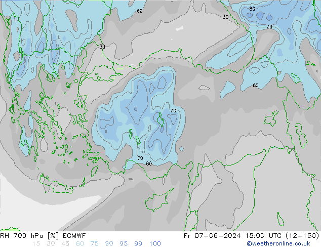 RH 700 hPa ECMWF Fr 07.06.2024 18 UTC