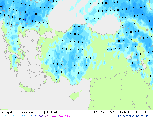 Nied. akkumuliert ECMWF Fr 07.06.2024 18 UTC