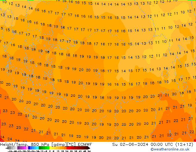 Z500/Rain (+SLP)/Z850 ECMWF dim 02.06.2024 00 UTC