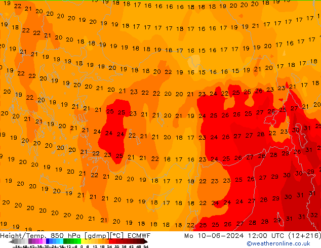 Z500/Regen(+SLP)/Z850 ECMWF ma 10.06.2024 12 UTC