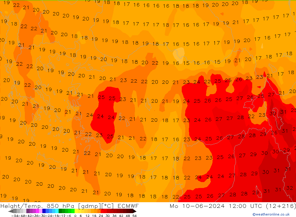 Z500/Rain (+SLP)/Z850 ECMWF lun 10.06.2024 12 UTC