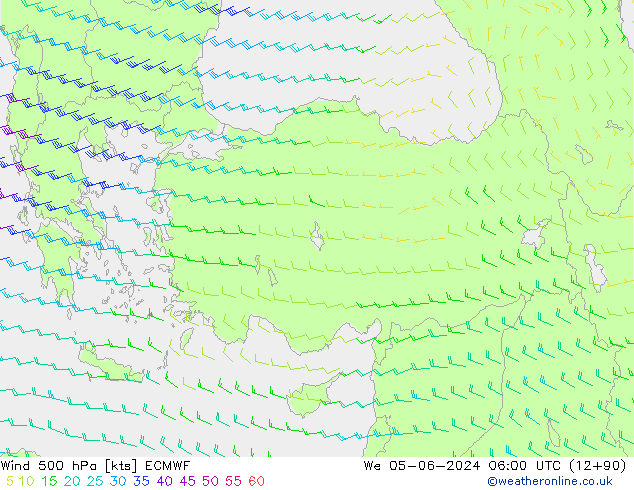 Wind 500 hPa ECMWF St 05.06.2024 06 UTC