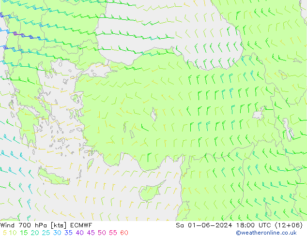 Wind 700 hPa ECMWF Sa 01.06.2024 18 UTC