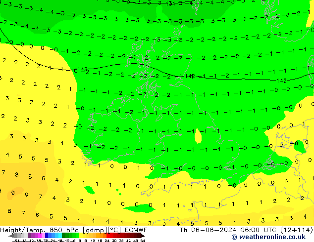 Height/Temp. 850 hPa ECMWF  06.06.2024 06 UTC