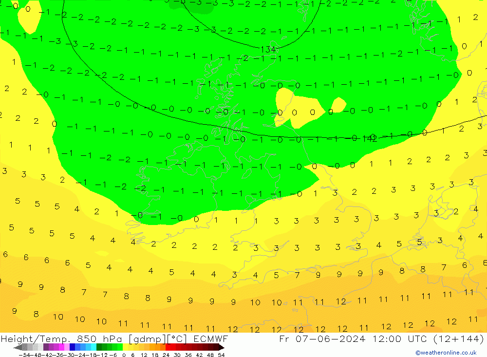 Z500/Rain (+SLP)/Z850 ECMWF Pá 07.06.2024 12 UTC