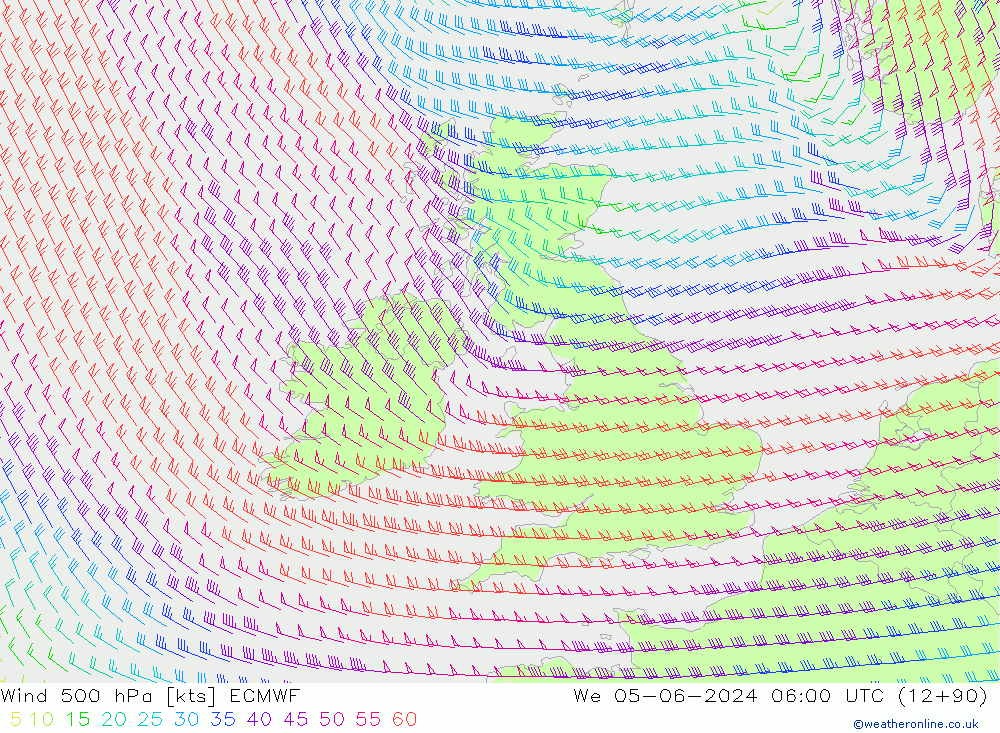 Wind 500 hPa ECMWF We 05.06.2024 06 UTC