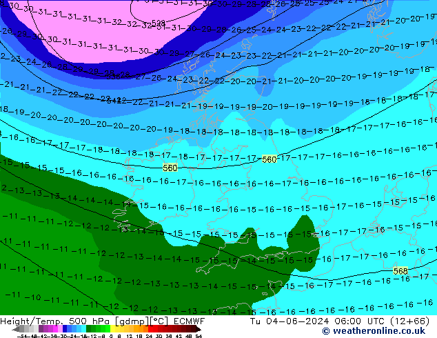 Z500/Rain (+SLP)/Z850 ECMWF Di 04.06.2024 06 UTC