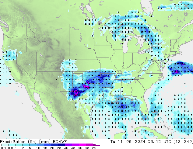 Z500/Rain (+SLP)/Z850 ECMWF Tu 11.06.2024 12 UTC