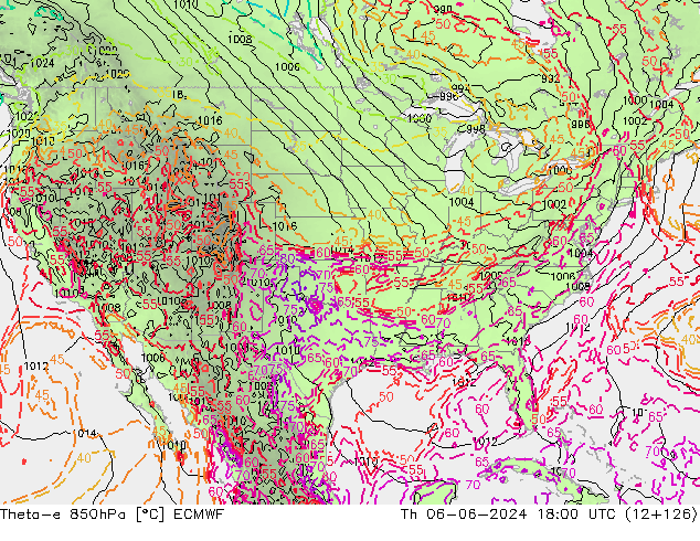 Theta-e 850гПа ECMWF чт 06.06.2024 18 UTC