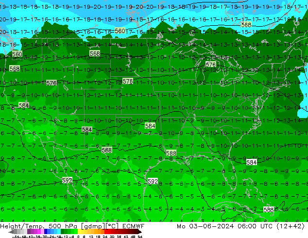 Z500/Rain (+SLP)/Z850 ECMWF Mo 03.06.2024 06 UTC