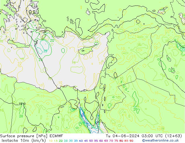 Isotachs (kph) ECMWF Tu 04.06.2024 03 UTC