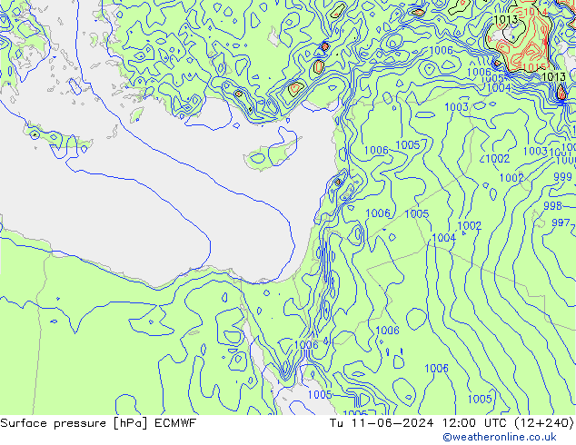 Luchtdruk (Grond) ECMWF di 11.06.2024 12 UTC