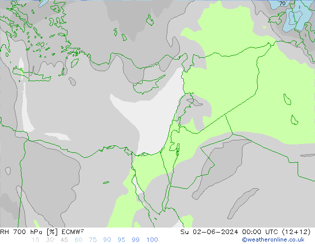 RH 700 hPa ECMWF Su 02.06.2024 00 UTC