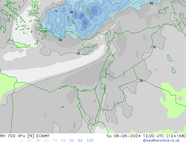 RH 700 hPa ECMWF  08.06.2024 12 UTC