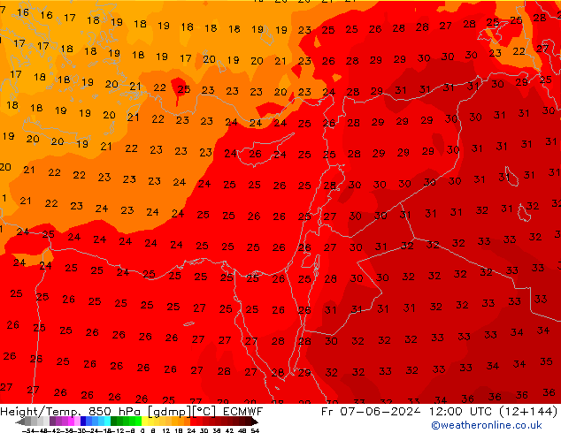 Z500/Rain (+SLP)/Z850 ECMWF Pá 07.06.2024 12 UTC