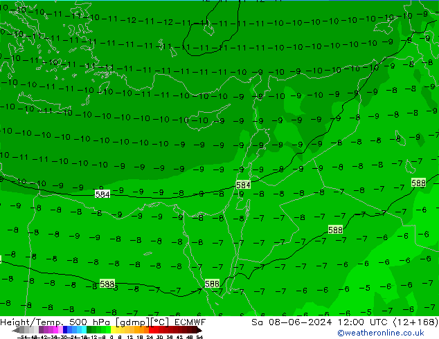 Z500/Rain (+SLP)/Z850 ECMWF Sa 08.06.2024 12 UTC