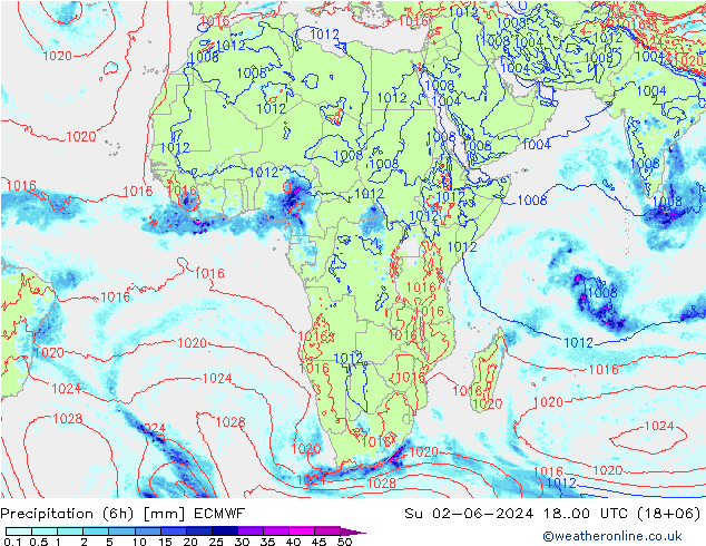 Yağış (6h) ECMWF Paz 02.06.2024 00 UTC