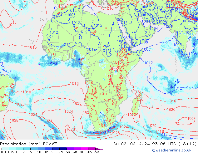 Precipitation ECMWF Su 02.06.2024 06 UTC