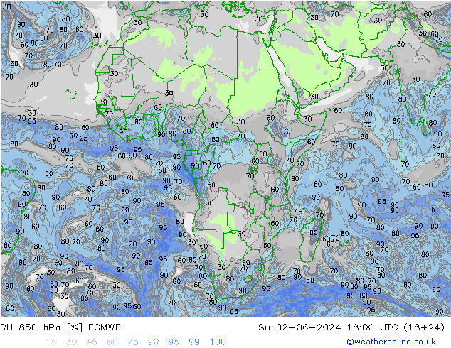 RV 850 hPa ECMWF zo 02.06.2024 18 UTC