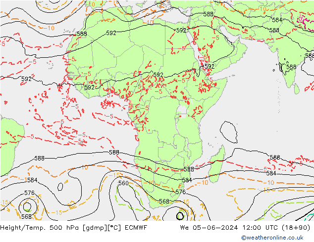 Geop./Temp. 500 hPa ECMWF mié 05.06.2024 12 UTC