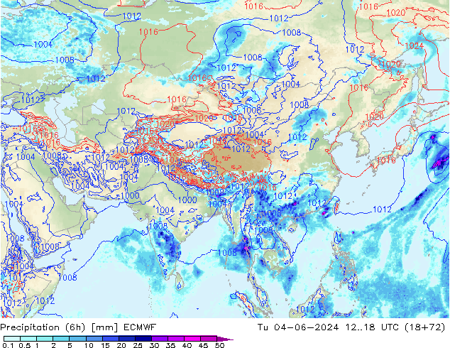 Z500/Rain (+SLP)/Z850 ECMWF wto. 04.06.2024 18 UTC